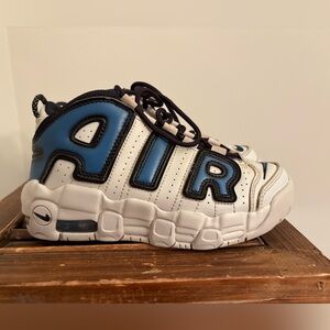 Kids White & Blue Athletic Sneakers with Bold Lettering